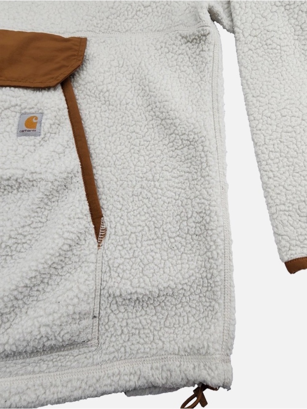 Carhartt Women's Cream Sherpa Pullover with Tan Trim - Picture 3 of 4